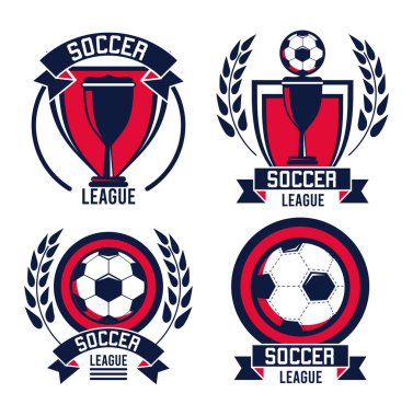 Balonlu ve kupalı futbol ligi posteri