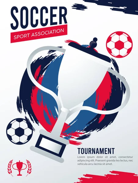 足球联赛海报，附有气球及奖杯杯 — 图库矢量图片