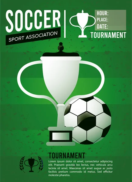 足球联赛海报与气球和奖杯杯 — 图库矢量图片