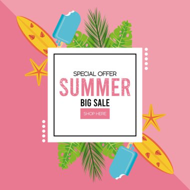 Kare çerçeveli yaz tatili posteri