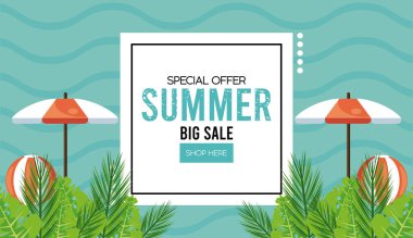 Kare çerçeveli yaz tatili posteri