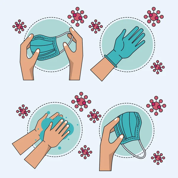 How to remove surgical mask safely infographic — Stock Vector