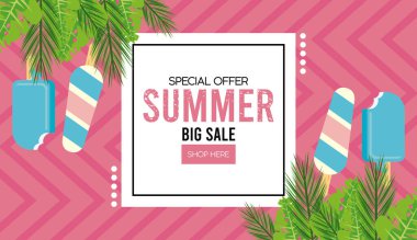 Kare çerçeveli yaz tatili posteri