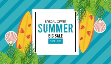 Kare çerçeveli yaz tatili posteri