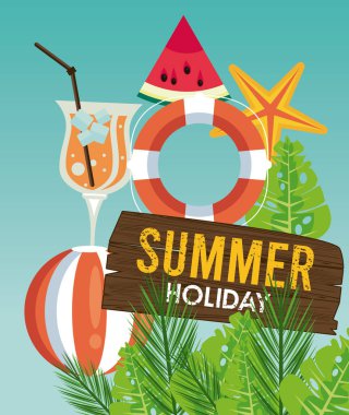 Plaj balonlu yaz tatili etiketi