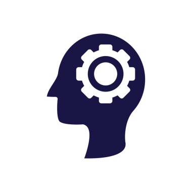 dişli siluet biçimi simgesi olan baş insan profili