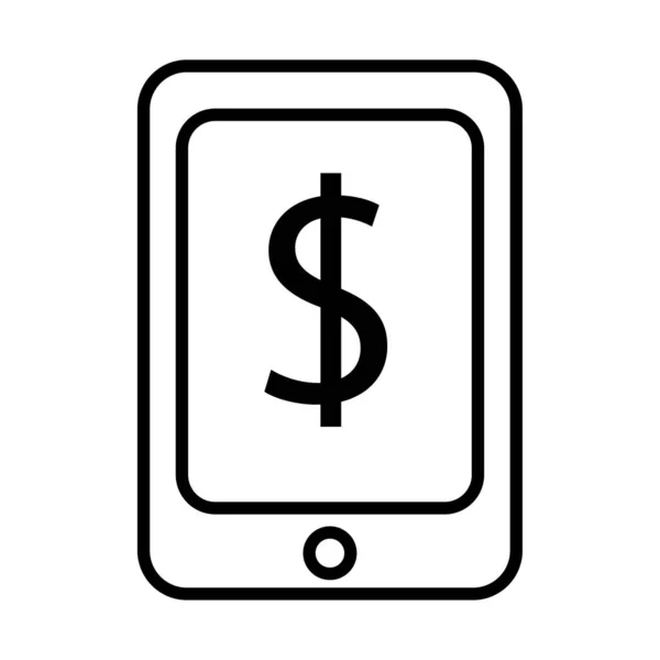 Smartphone se symbolem dolaru a stylem visací čáry — Stockový vektor