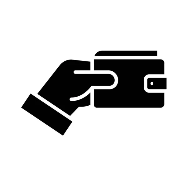 Main avec portefeuille argent dollar silhouette style icône — Image vectorielle