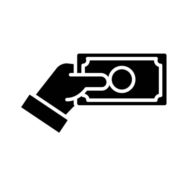 Hand met biljet dollar silhouet stijl pictogram — Stockvector