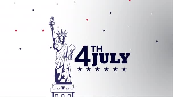 Usa fête de l'indépendance avec statue de la liberté — Video