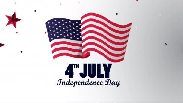 Celebrazione del giorno dell'indipendenza USA con bandiera — Video Stock