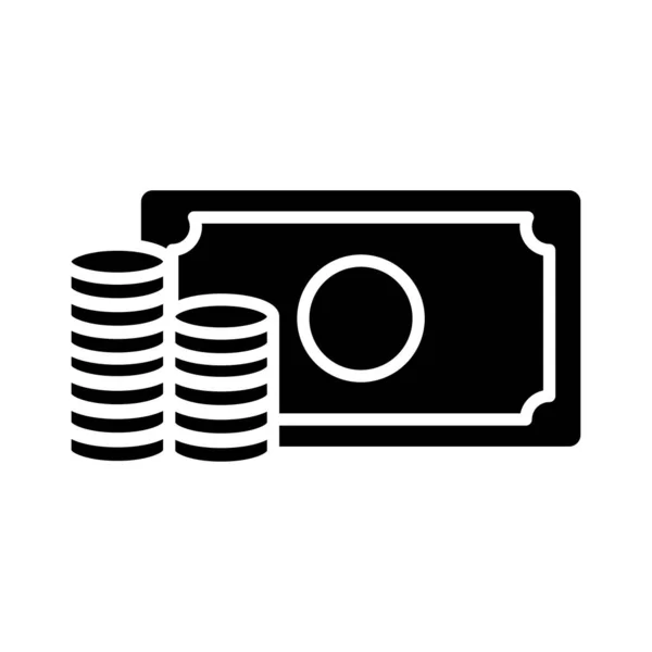 Billet et pièces icône de style silhouette dollar — Image vectorielle