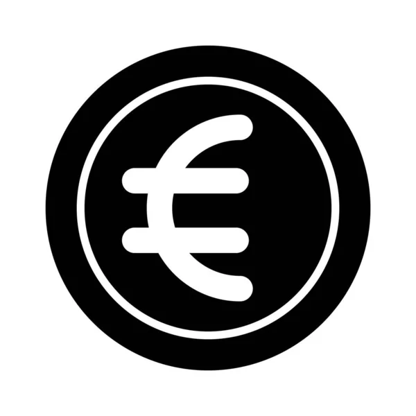Coin money euro silhouette style — Stock Vector