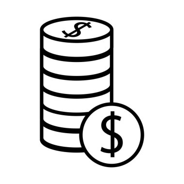 pile coins money dollars line style