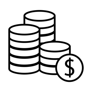 pile coins money dollars line style