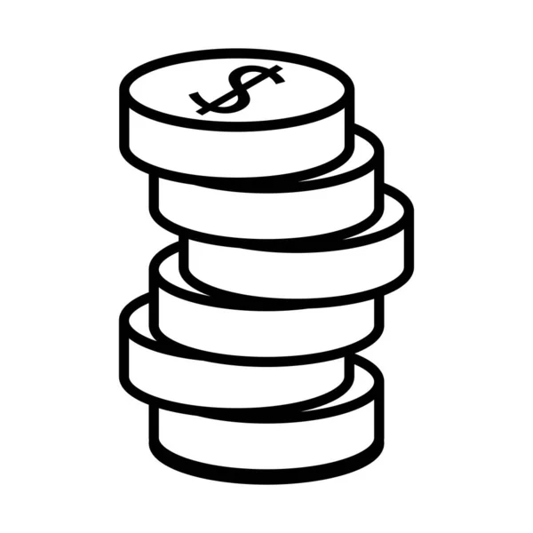 Pile coins money dollars line style — Διανυσματικό Αρχείο