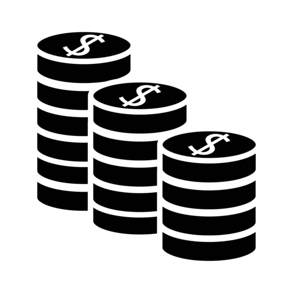 Pile pièces argent dollars silhouette style — Image vectorielle