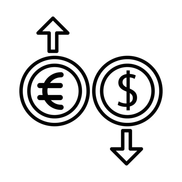 円とユーロ矢印ラインスタイルのアイコン — ストックベクタ