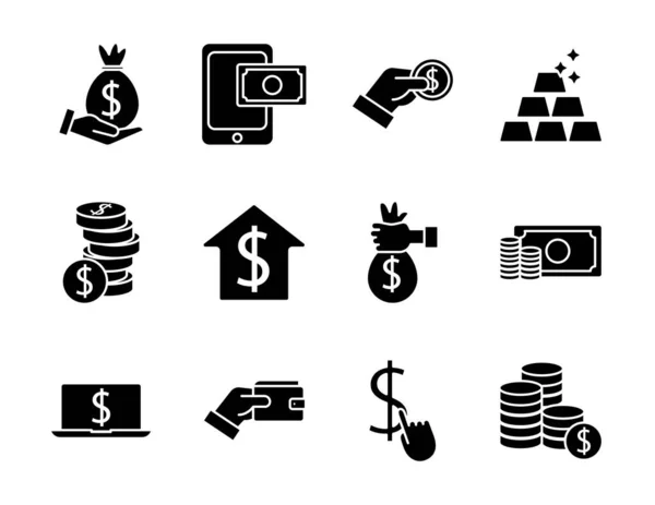 Иконки наборов денег — стоковый вектор