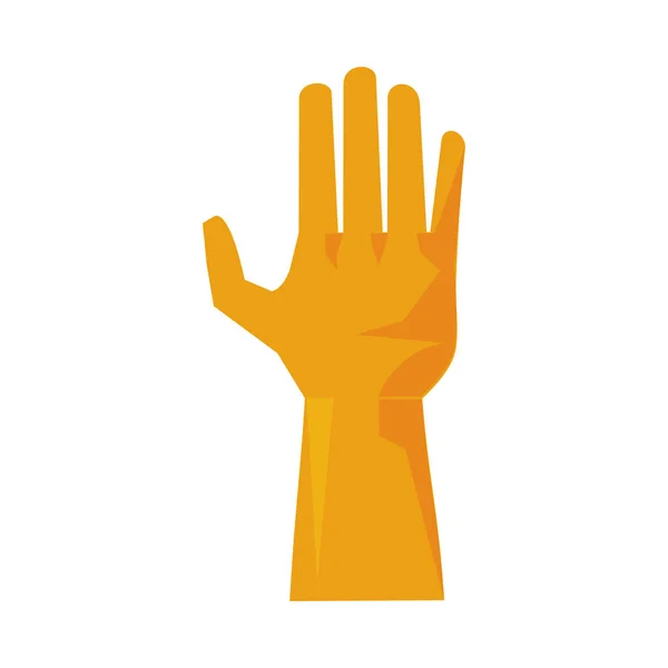 Main avec gant en caoutchouc accessoire de ménage — Image vectorielle