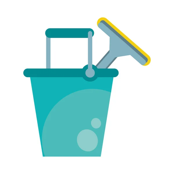 塑料桶和清洁玻璃刷子 — 图库矢量图片
