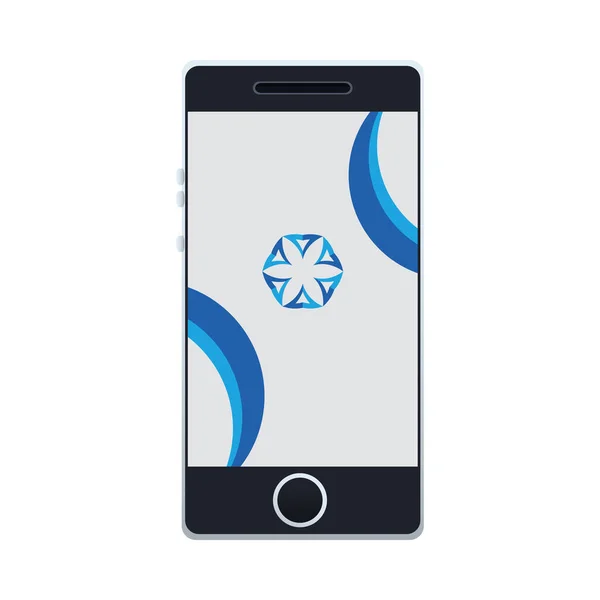 Smartfon z niebiesko-białym szablonem papeterii — Wektor stockowy
