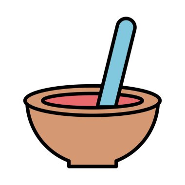 kaşık ve yiyecek dolu seramik tabak