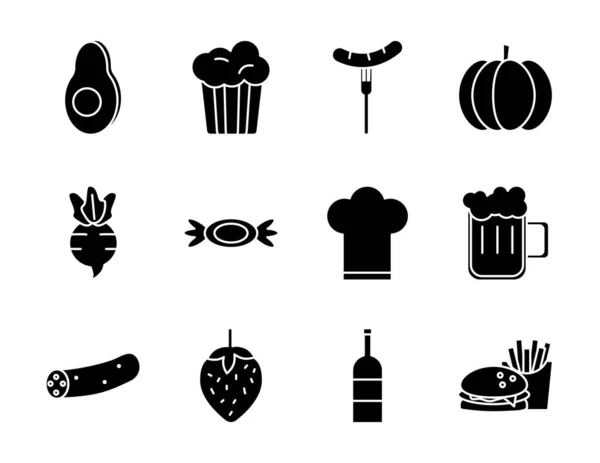 一捆食物和饮料图标 — 图库矢量图片