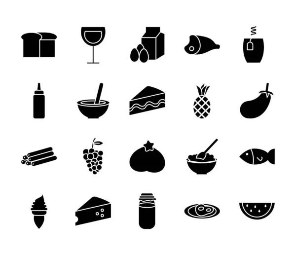 Paket av mat och dryck ikoner — Stock vektor