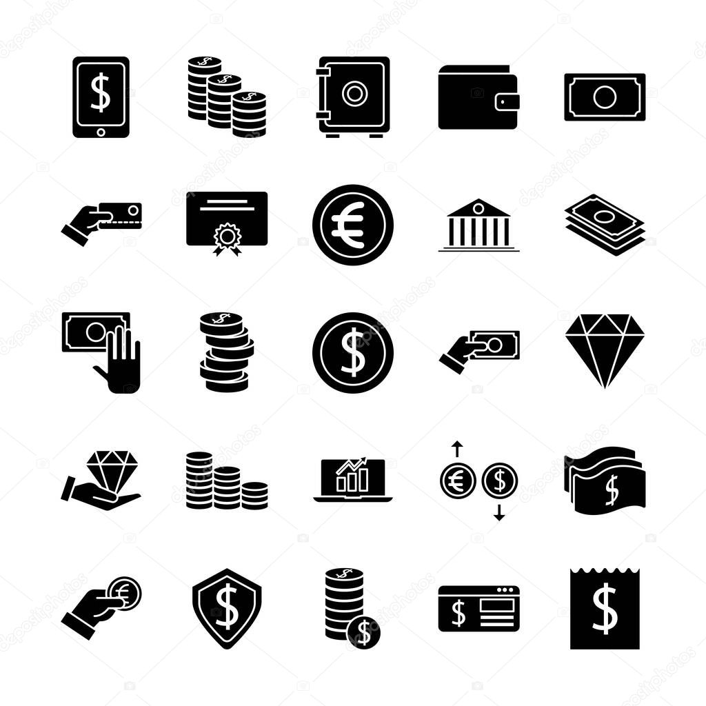 bundle of money set icons