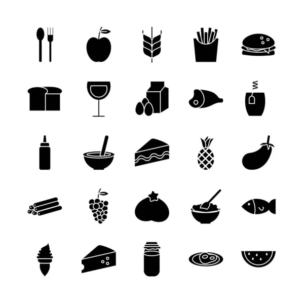 Bundle of food and drinks icons — Stock Vector