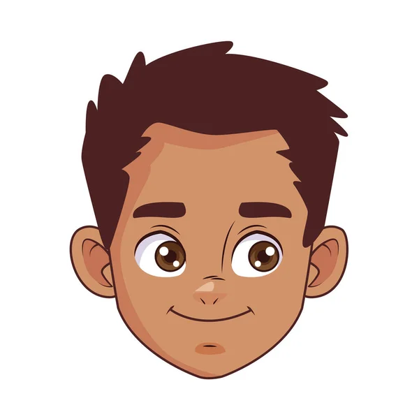 Feliz joven afro chico cabeza avatar carácter — Vector de stock