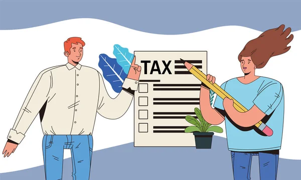 Пара с налоговой день оплаты — стоковый вектор