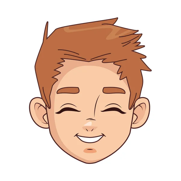 Jovem menino feliz personagem avatar cabeça — Vetor de Stock