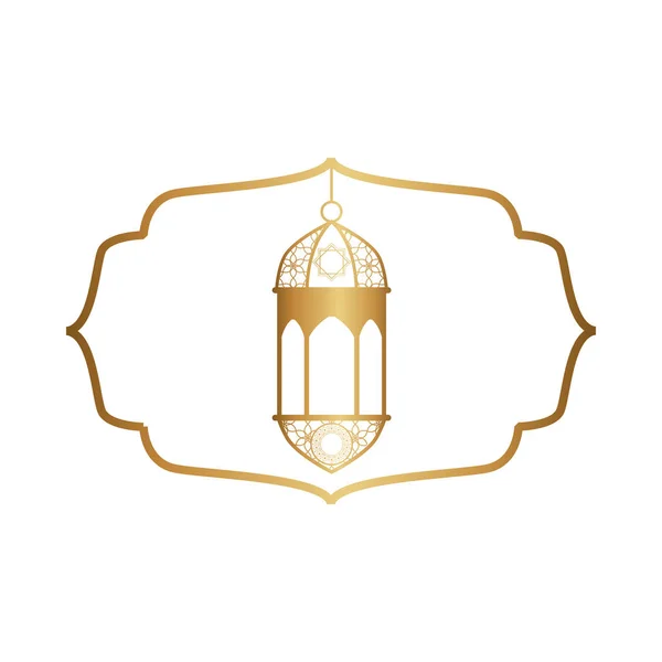 Zlatá lampa visící ramadán kareem — Stockový vektor