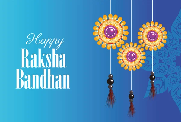 Χαρούμενο ράκσα bandhan γιορτή με floral διακόσμηση κρέμεται — Διανυσματικό Αρχείο