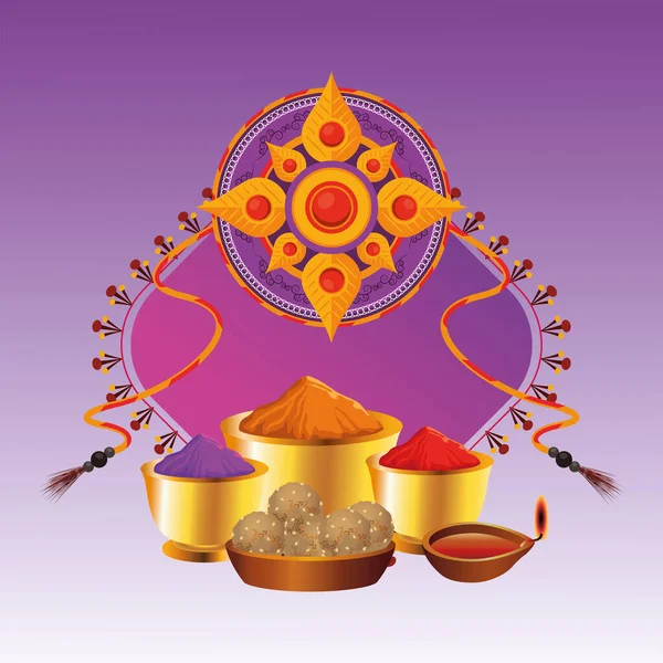 Boldog raksha bandhan ünneplés színek porok — Stock Vector