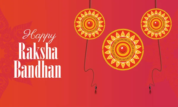 Šťastný raksha bandhan oslava s květinovou výzdobou visí — Stockový vektor