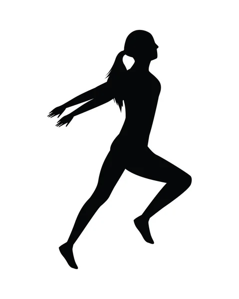 Silhouette of athletic woman running — Stock Vector