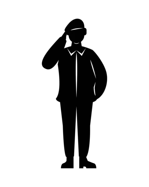 Militair soldaat silhouet geïsoleerd icoon — Stockvector