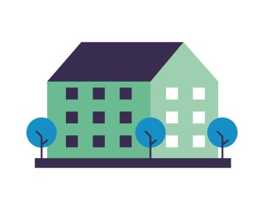 Ağaç şehir manzaralı bina