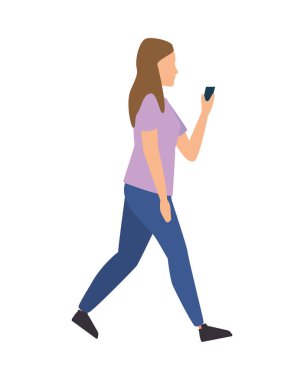 Akıllı telefon avatar karakteri kullanan genç kadın