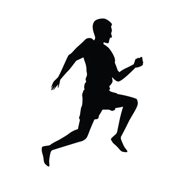 Silhouette of athletic man running — Stock Vector
