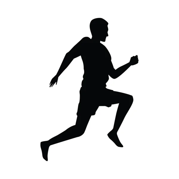 Silueta del hombre atlético corriendo — Vector de stock