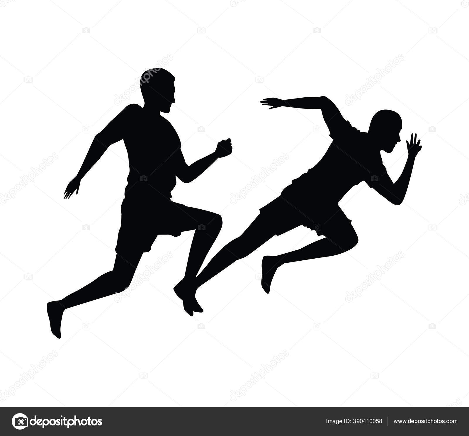 달리는 운동 선수들의 실루엣 스톡 벡터 - ©jemastock 390410058, image size:1600x1487