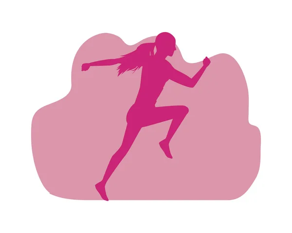 Silhouette of athletic woman running — Stock Vector