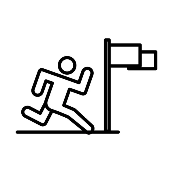 Läufer Avatar Figur mit Flaggenlinie Stil-Symbol — Stockvektor
