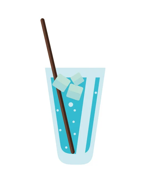 Вода склянка з кубиками льоду значок — стоковий вектор