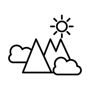 Güneş çizgisi tarzında ikonu olan dağlar