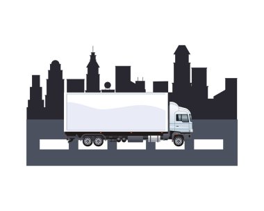 Kentteki izole edilmiş simgede beyaz kamyon damgası